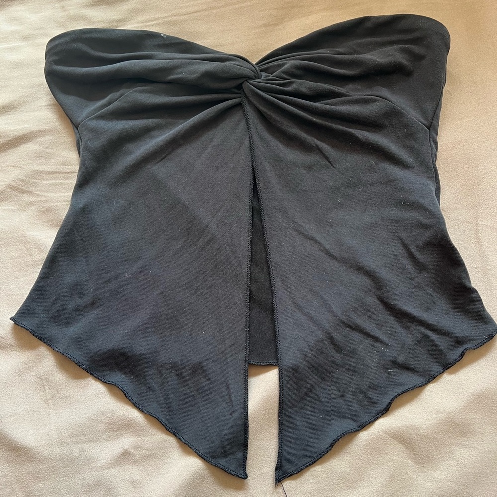 Edikted Black Twist Front Strapless Top
